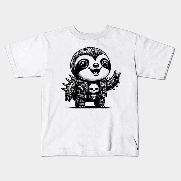 Gothic Punk Sloth Kids T-Shirt by DreamSage